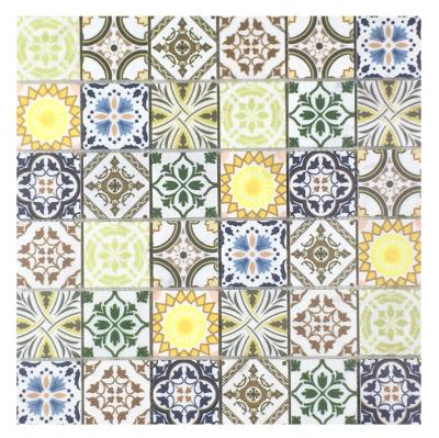 China Home Marble Mosaics Stone Mosaic Inkjet Printing Glass Stone Mosaic for sale