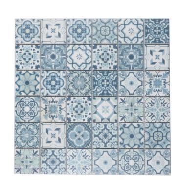 China Home Stone Marble Mosaics Stone Mosaic Light Blue Inkjet Printing Artificial Stone Mosaic for sale