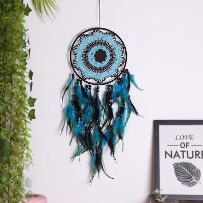 China Macrame Catcher Feather Evil Eye Minimalist Living Room Woven Handmade Dream Wall Hanging for sale