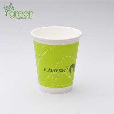 China Disposable eco PLA coffee liner paper cups, compostable single wall mug with design printing for sale