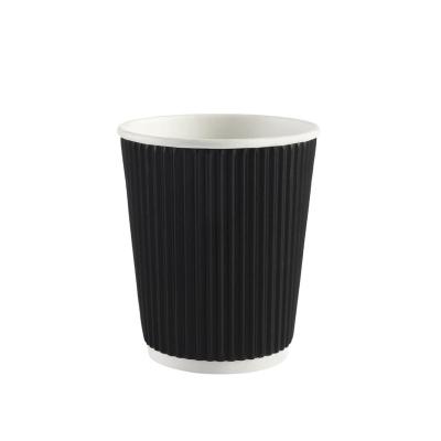 China Ripple Disposable Wall Black 8oz Disposable Paper Cup for sale