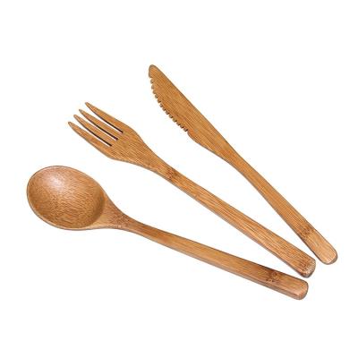 China Disposable Custom Design Portable Travel Lunch And Dinner Dinnerware Foods Serving Fork Knife Spoon Bamboo Cutlery Sets for sale