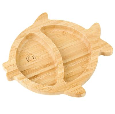 China Disposable New Design Creative Biodegradable Cartoon Fish Whale Shaped Baby Dish Tableware Silicone Bamboo Dish Set For Kids for sale