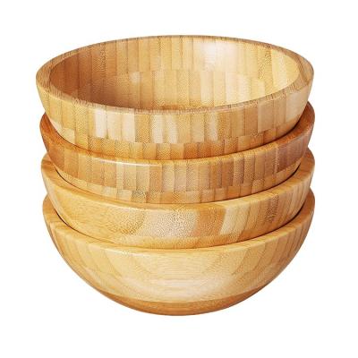 China Bio Ingredients Promotional Degradable Reusable Stackable Shallow Bamboo Round Bowls Set for Korea for sale