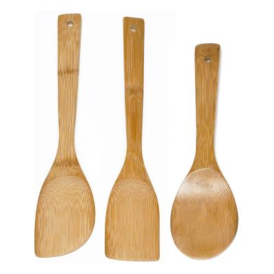 China Sustainable Reusable Bamboo Spatula Spoon Kitchen Tools Silicone Home Frying Cookware Set In China for sale