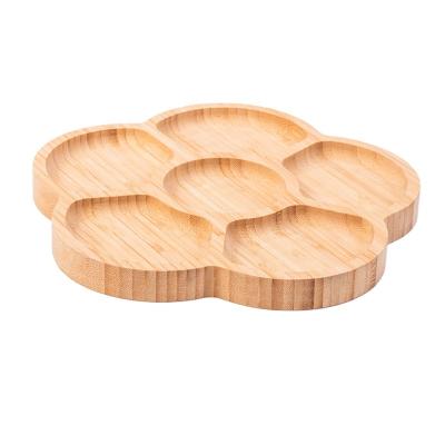 China Free Sample High Quality European Style Bamboo Biodegradable Dried Fruit Bamboo Tray Flower Shape for sale