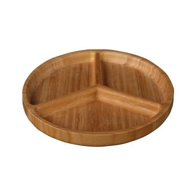 China Custom Bamboo Tray Biodegradable Bamboo Round Food Dish Suppliers Sushi Serving Trays for sale