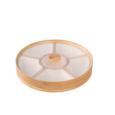 China New Year's Living Room Dish Morden Nut Dish Home Snack Dish Candy Bamboo Dish Acrylic With Divided Lid 6 Grid for sale