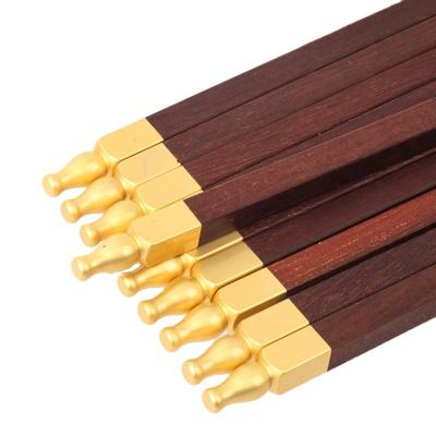 China Factory Disposable Custom Printed Personalized Wenge Chop Sticks Luxury Long Wooden Chopsticks With Metal For Cooking for sale