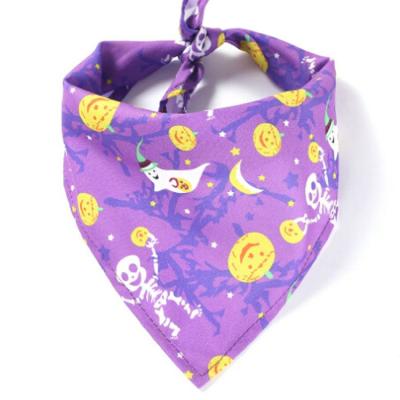 China Sustainable Pet Supplies Wholesales Custom Halloween Pumpkin Dog Grooming Bandanas Dog Bandana Collar for sale