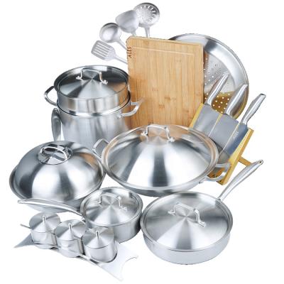 China 26pcs Sustainable Useful Stainless Steel Cookware Set With SS Spare Parts for sale