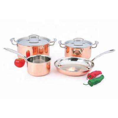 China Sustainable 6pcs Stainless Steel Cookware Set With Copper for sale