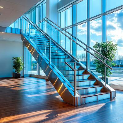 China Crystal-Accented Stainless Steel Handrails with PVD Finish for Stylish Staircase Balustrades for sale