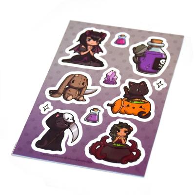 China Waterproof High Quality Water Resistant Cute Kiss Cut Adhesive Sticker Logo Sticker Sheet Print Custom Made for sale