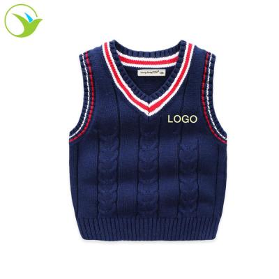 China Custom Vest Winter Navy Blue V-Neck Pullover School Sweaters Invest Kindergarten Uniform for sale