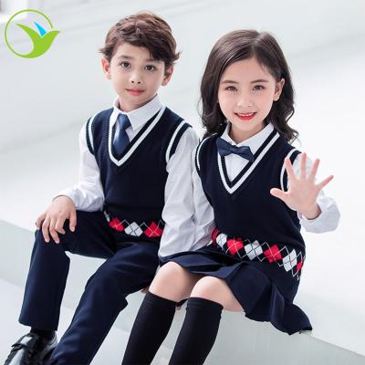 China 2019 new design college student uniforms vest kids sleeveless vest sweater for student boys for sale