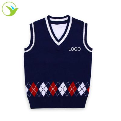 China Soft Customized School Uniform Patterned Sweater Vest / Pullover Sweater School for sale