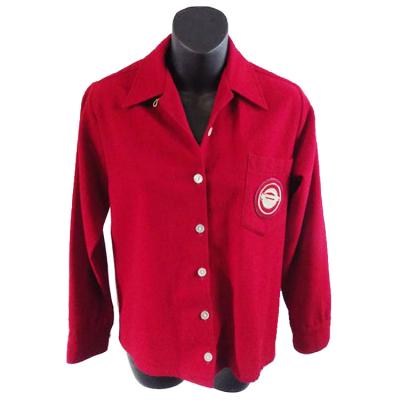 China Fashionable Custom Design Red Spring Sleeve School Uniform Cardigan Long Sleeve Shirt With Collar for sale