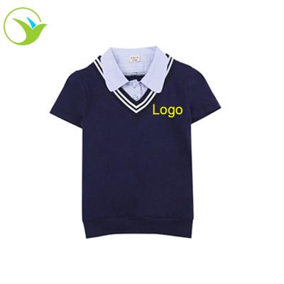 China Custom School Logo Summer Shorts Sleeves Suppliers Children Designs Primary School T-shirts Uniform for sale