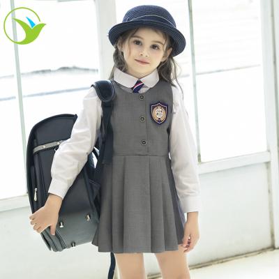 China Custom Design 100% Cotton Children Girl Jumper Dress Kindergarten Kindergarten Uniform Preschool Uniform for sale