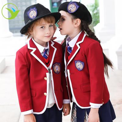 China Wholesale Customized Primary Red School Blazer School Uniform Designs Kids School Clothing International for sale