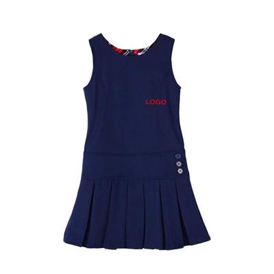 China Eco-friendly Design Elementary School Student Clothes Navy Blue School Uniform Girls Secondary Pinafore for sale