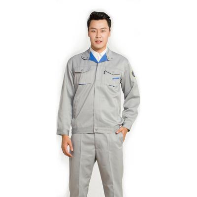 China Custom embroidery gray color cotton men's work wear sset logo corporate industrial uniforms for sale