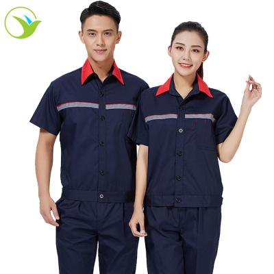 China Custom Cotton Logo Color Workshop Work Safety Industrial Work Uniforms Royal Blue Mens for sale