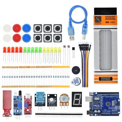 China Starter Kit for Arduino Uno R3 Breadboard Basic Simple Study Kit, Noise Level/Water/Humidity/Distance Sensing, LED Control for Arduino Uno R3 Breadboard for sale