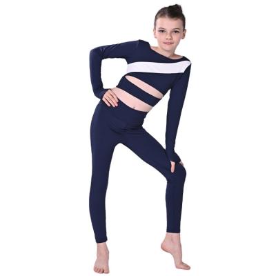 China High Quality Leotard Dance School Uniform Class Wear Dance Training Wear For Girls Set Top And Spats Sports Two Piece Wear for sale