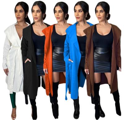 China designer working trench coat new fashion bandage jacket autumn winter anti-wrinkle ladies casual cardigan long for sale