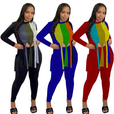 China 2022 New Arrivals Anti-wrinkle Fashion Leggings Patchwork Colorblock Sweatshirt Black Gym Clothing Sets Women for sale