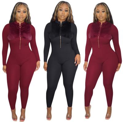 China Anti-Wrinkle Black Velvet Jumpsuit Long Sleeve Velvet Overalls Winter One Piece Overalls For Women 2021 for sale