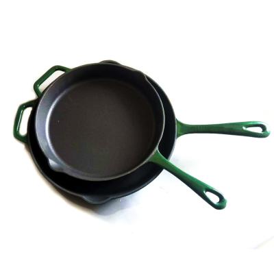 China Sustainable Cast Iron Cookware / Porcelain Enamel Round Cast Iron Grill Frying Pan for sale