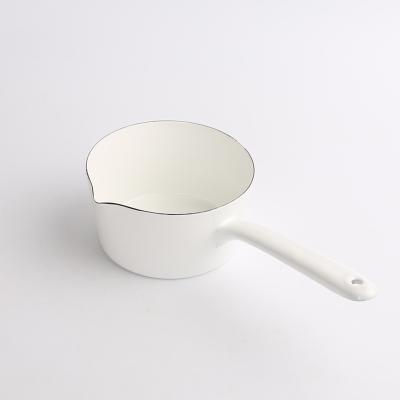 China Viable Solhui Customized Printing Enamel Sauce Pan Milk Pot Enamel Metal Pan With Instant Noodle Pot for sale