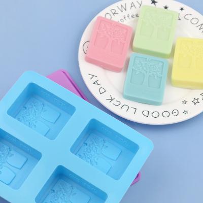 China The 4 viable tree of happiness silicone soap molds are easy to demold and can be reused for high temperature and cold soap making molds for sale