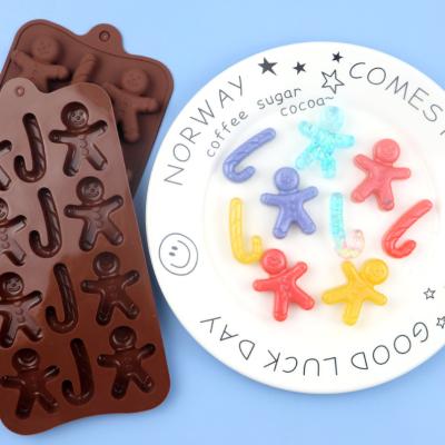 China Wholesale 12 Viable Spot Christmas Gifts With Homemade Gingerbread Man Silicone Chocolate Mold Ice Cube Mold Sugar Mold for sale