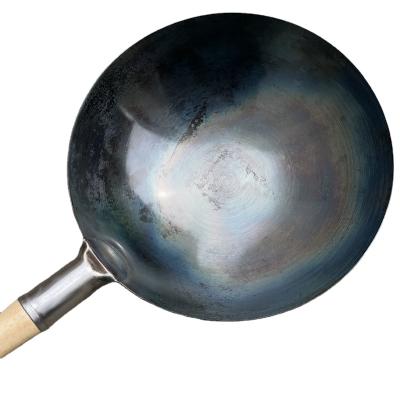 China Viable Round Lower Chinese Wok Pan Heavy Hand Hammered Carbon Steel Pre-Seasoned Wok for sale