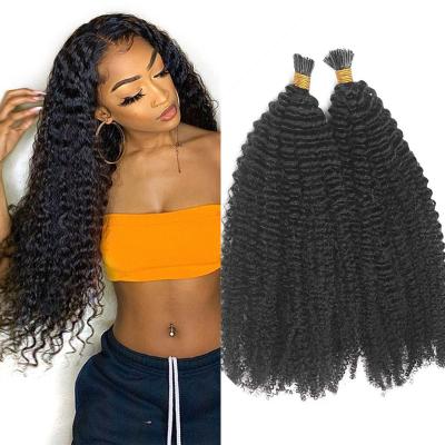 China Brazilian Kinky Curly I Tip Curly 100% Human Virgin Hair Extensions Cuticle Aligned I Tip Kinky Curly Raw Mink Hair for sale