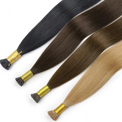 China Indiani Raw Tip Double Human Hair Straight Straight I Tip Extensions Prebonded Silk Straight Human Hair Extensions for sale