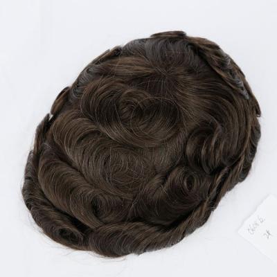 China Hot Sale Mono Hair Human Virgin Remy Hair Durable Round PU Mens Hairpiece for sale