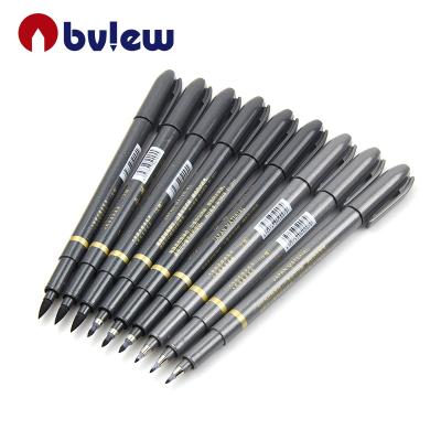 China Large Writing Effect 3 Sizes Black Brush Marker Calligraphy Pen With Small Medium Large Soft Rubber Tip for sale