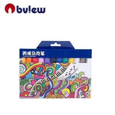 China PP Bview Art Superior 12 Colors Professional Acrylic Paint Water Based Marker Pens for Kinds of Work for sale