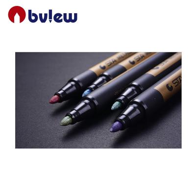 China Bview Art High Quality Smooth Drawing Color Permanent Metallic Marker Pen for Writing and Painting for sale