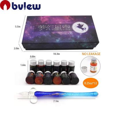 China Custom Hot Selling Crystal Glass Intarsia Dip Pen Student Fountain Pen for Novelty Gift and Calligraphy for sale