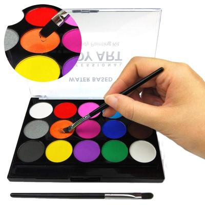 China Hot Selling 15 Colors Face Make Up Cake Face To Paint Water Based Face Paint Set For Kids for sale