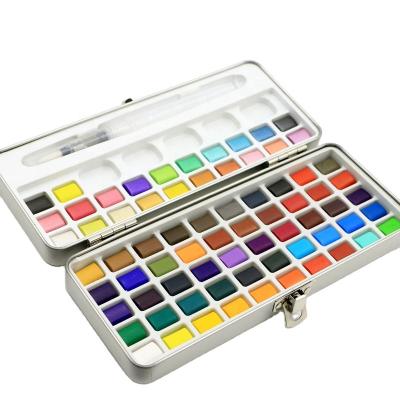 China Professional 50 Colorful Colors Solid Watercolor Paint Set With Paintbrush for sale