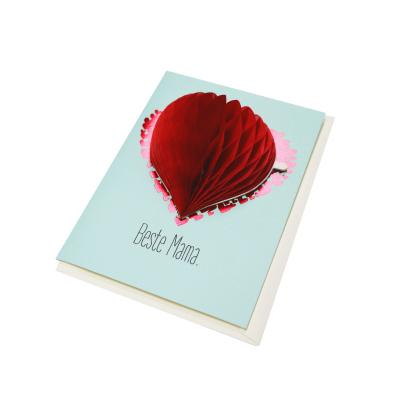 China Europe heart shape paper honeycomb handmade greeting card for valentines day for sale