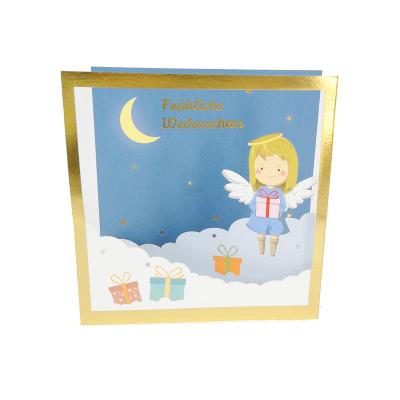 China Europe Personalized Laser Cut Angel Handmade Merry Christmas Greeting Card for sale