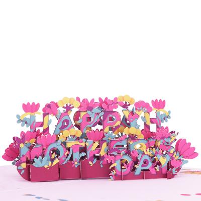 China Custom Happy Europe Mother's Day Flowers Thank You Pop 3d Greeting Cards With Envelopes for sale